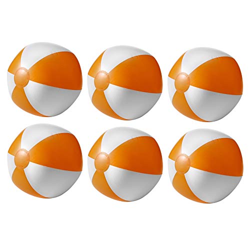 Set aus 6 Aufblasbare Wasserbälle Strandbälle Beachball Urlaub Beach Strand Pool (Orange) von noTrash2003