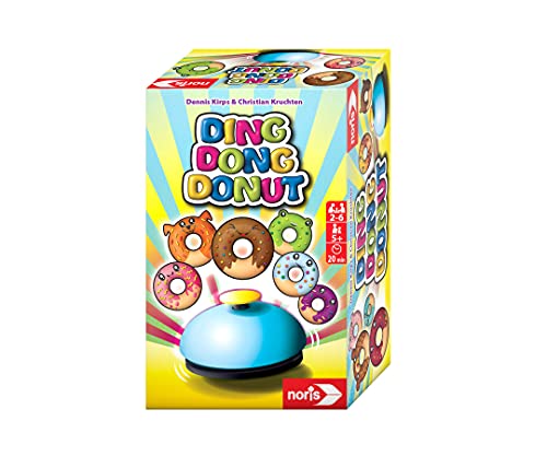 Noris 606061904 Ding Dong Donut - Das schnelle Kartenspiel für Kinder ab 5 Jahren, Auf die Donuts – fertig – los! Kinderspiel für 2 bis 6 Spieler von Noris