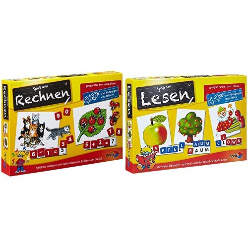 Noris 606076341 - Rechnen (1.+2. Klasse), Kinderspiel & 606076340 - Spaß am Lesen Kinderspiel von Noris