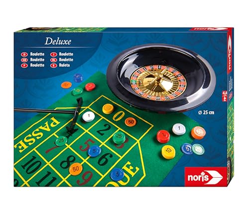 Noris 606102025 Deluxe Set Roulette – mit 2 Stahlkugeln, 60 Jetons und weiterem Zubehör für echtes Casino Feeling, ab 8 Jahren von Noris