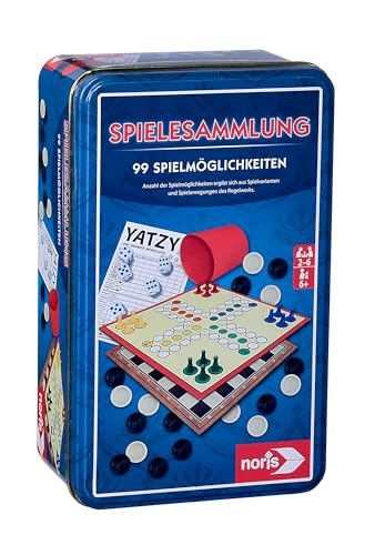 Noris 606112580 – Spielesammlung in der Metalldose - mit 99 verschiedenen Spielmöglichkeiten - für unterwegs geeignet, ab 6 Jahren von Noris