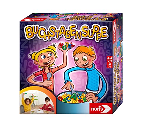 Noris 606061905 Buchstabensuppe - Witziges Lernspiel zum Lesen und Schreiben lernen für Kinder 1 bis 4 Spieler ab 7 Jahren von Noris