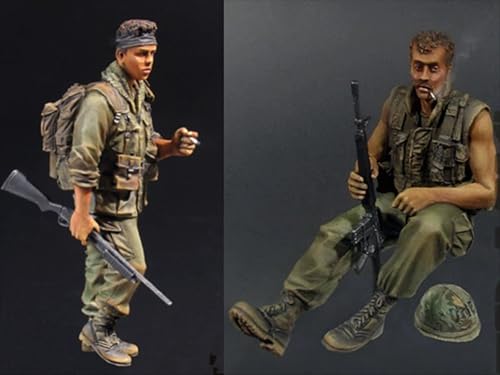 nqhupuo 1/35 Vietnam War American Soldier Resin Soldier Kit Unbemalte und unmontierte Figur Resinmodellbausatz (2 Figuren) // H9v4X16 von nqhupuo