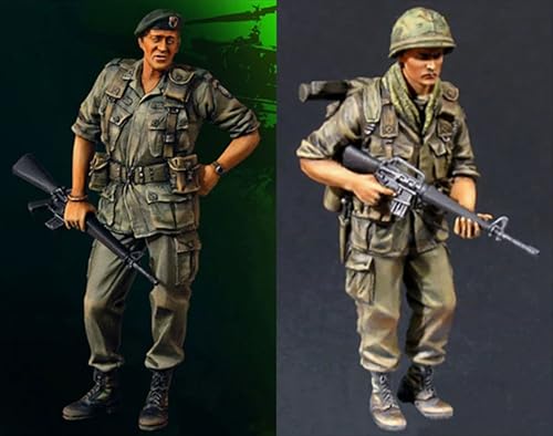 nqhupuo 1/35 Vietnam War American Soldier Resin Soldier Kit Unbemalte und unmontierte Figur Resinmodellbausatz (2 Figuren) // H9v4X25 von nqhupuo