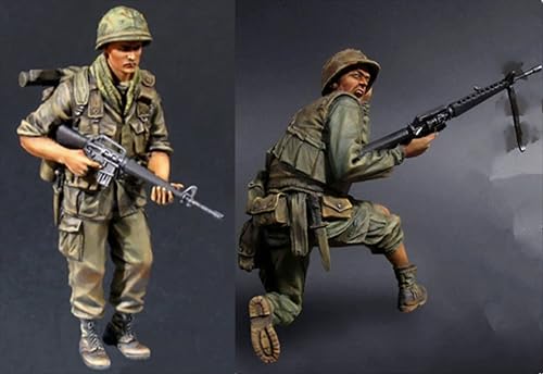 nqhupuo 1/35 Vietnam War American Soldier Resin Soldier Kit Unbemalte und unmontierte Figur Resinmodellbausatz (2 Figuren) // H9v4X34 von nqhupuo