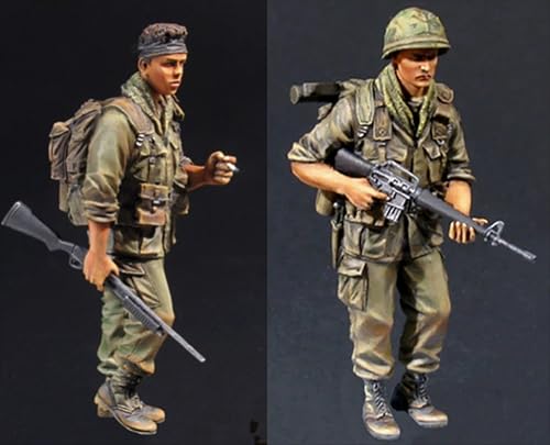 nqhupuo 1/35 Vietnamkrieg US Soldat Resin Modellbausatz Unbemalt und unmontiert Soldat Resin Modellbausatz (2 Mann) //P9s5-2 von nqhupuo