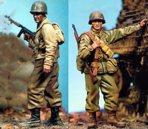 nqhupuo 1/35 WWII US Soldier Resin Model Kit Unbemalt und unmontiert Soldier Resin Model Kit (2 Männer) //P9s4-5 von nqhupuo