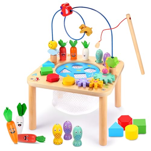 oathx 6-in-1 Baby-Spieltisch ab 1 Jahr, Montessori-Aktivitätstisch, Motorikwürfel Holzspielzeug Geschenke zum 1. Geburtstag für Jungen Mädchen, Kleinkinder, Lernspielzeug für die frühe Entwicklung von oathx