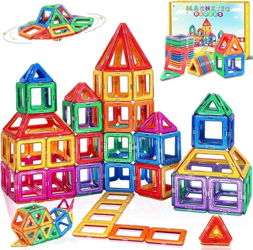 Magnetische Bausteine Spielzeug ab 3 4 5 6 Jahre Magnet Bausteine STEM Lernspielzeug Baby Spielzeug für Kinder Weihnachten Geburtstag Geschenk Montessori Spielzeug ab 5 6 7 8+ Jahre Mädchen Junge von obakaer