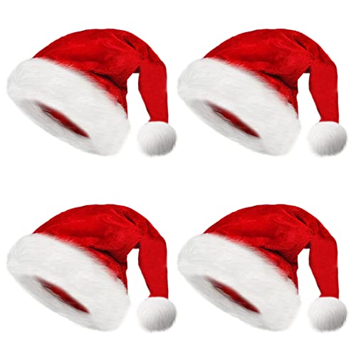 obqo 4 Stück Weihnachtsmütze Erwachsene - Flauschige Plüsch Nikolausmütze für Frauen Männer Extra dicker Samt Nikolaus Weihnachten Weihnachtsmann Mütze für Teenager Weihnachtsfeier Weihnachtszubehör obqo 4 Stück Weihnachtsmütze Erwachsene - Flauschige Plüsch Nikolausmütze für Frauen Männer Extra dicker Samt Nikolaus Weihnachten Weihnachtsmann Mütze für Teenager Weihnachtsfeier Weihnachtszubehör von obqo