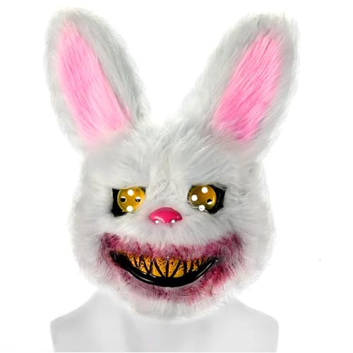 oeeo Halloween Mask Horror Rabbit Mask,Grusel-Hase Party Blutige Kaninchen Maske,für Halloween & Karneval, Hochwertiges Kunststoff, Atmungsaktiv, Universalgröße, Perfekt für Grusel-Events von oeeo