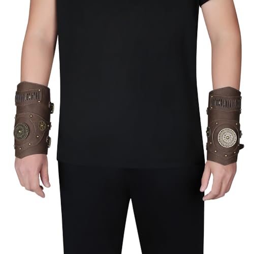 Armstulpen Armband Mittelalter Armstulpe Armmanschette Rüstung Schnalle Punk Gothic Leder Kostüm Bracer von oenyaeu