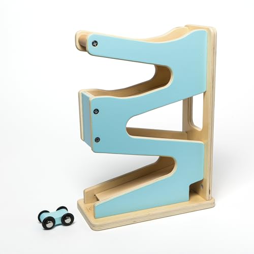 Oh My Baby Holz-Kugelbahn mit Autorennbahn, 2 Rennautos, Motorikspielzeug für Kinder ab 13 Monate, Hellblau Oh My Baby Holz-Kugelbahn mit Autorennbahn, 2 Rennautos, Motorikspielzeug für Kinder ab 13 Monate, Hellblau von oh my baby