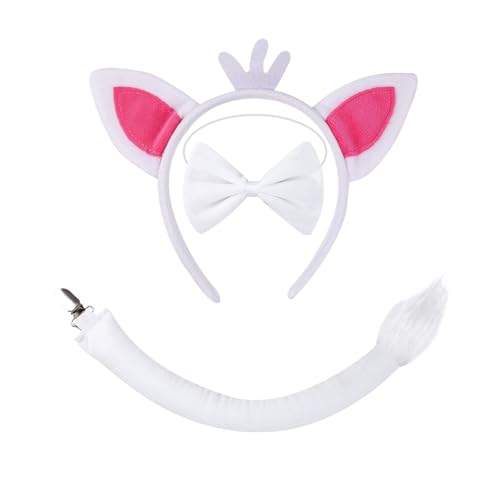 ohodhmnu 1/3/4 Füchse Kostüme Cosplay Füchse Ohren Stirnband Fliege Schwanz Tutus Rock Set Halloween Tier Kostüm Zubehör von ohodhmnu