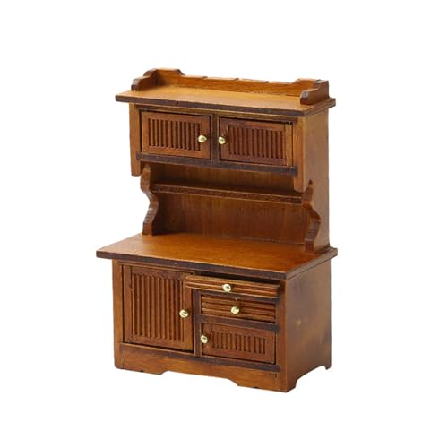 ohodhmnu Miniatur-Sideboard aus Holz im Maßstab 1:16, Bücherregal für Puppenhäuser, Küche und Wohnzimmer, Display-Dekorationen von ohodhmnu