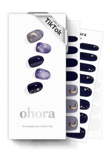 ohora Halbgehärtete Gel-Nagelstreifen von (N Lunar Eclipse) – Funktioniert mit allen Nagellampen, Salonqualität, langlebig, einfach anzubringen und zu entfernen – inklusive 2 Vorbereitungspads, Lila von ohora