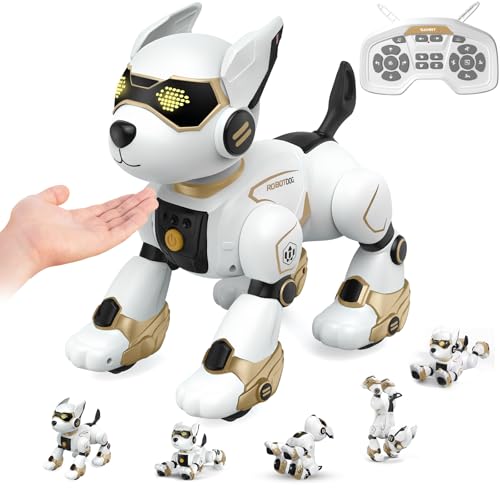 okk Roboter Hund Kinder Ferngesteuerter Spielzeug, Intelligenter interaktiver Robohund, Roboterhund für Kinder mit 18 Funktionen, Programmierbarer Tanz Musik RC Hund Roboter Spielzeug für 3-12 Kinder von okk