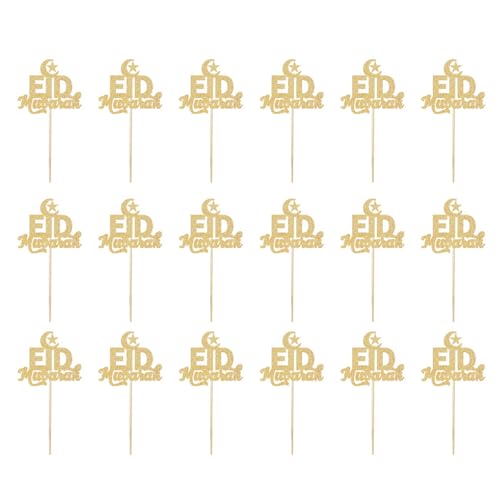 Set Von 18 Eid Mubaraks Kucheneinsätze Cupcake Toppers Gold Glitzer Papierkuchen Dekorationen Backbegeisterte Lieferungen von omiinitio