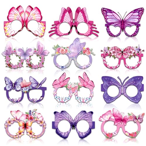 omiinitio 12pcs Schmetterlingsgläser Rahmen Party Brille Papierbrille Für Kinder Erwachsene Fotografie Hochzeit Geburtstag Weihnachten von omiinitio