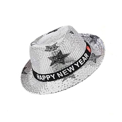 omiinitio Blinkende Pailletten Hüte Mit Star Happy New Year Hats Mit LED Leuchten Und Pailletten Perfekt Für Männer Und Frauen Partyzubehör von omiinitio