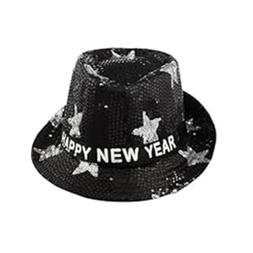 omiinitio Blinkende Pailletten Hüte Mit Star Happy New Year Hats Mit LED Leuchten Und Pailletten Perfekt Für Männer Und Frauen Partyzubehör von omiinitio