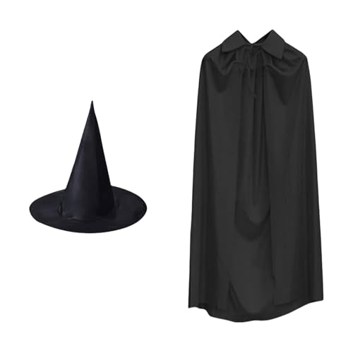 omiinitio Halloween Hexenkostüm Für Cosplay Hexenumhang Kostüm Hexenhut Halloween Umhang Kostüm Für Kinder Teenager Erwachsene Cosplay von omiinitio