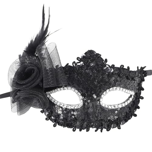 omiinitio Pailletten Dekoration Maskerade Maske Federmaske Halloween Cosplay Party Augenmaske Für Frauen Maskerade Halloween von omiinitio