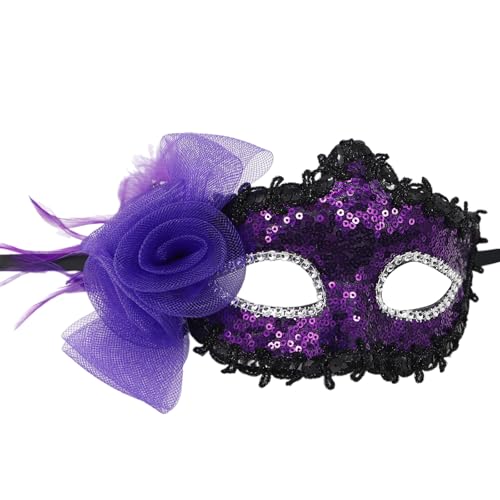 omiinitio Pailletten Dekoration Maskerade Maske Federmaske Halloween Cosplay Party Augenmaske Für Frauen Maskerade Halloween von omiinitio