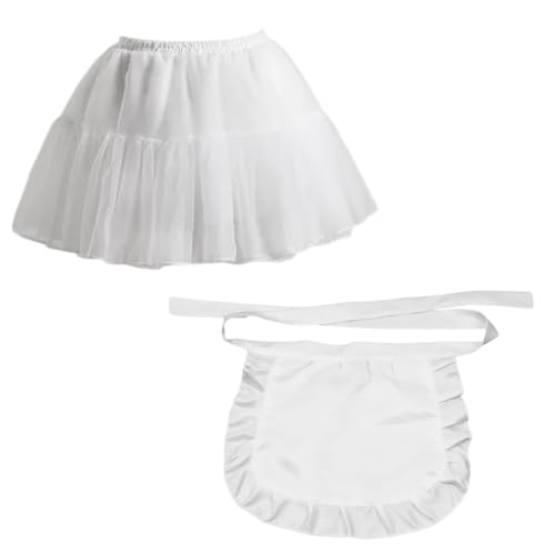 omiinitio Süßes Chinesisches Little Cook Stil Set Für Damen Dienstmädchenschürze Und Tutus Rock Set Für Cosplay Und Mottopartys Anime Mädchen Outfits von omiinitio