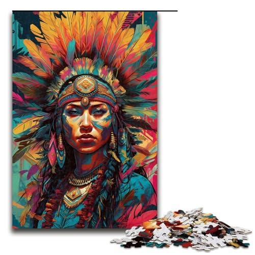 1000-teiliges Puzzle für Erwachsene, Indianerin-Puzzle – anspruchsvolles Spiel, EIN Kunstwerk, geeignet für Jugendliche ab 14 Jahren, 1000 Teile von ouynngjing