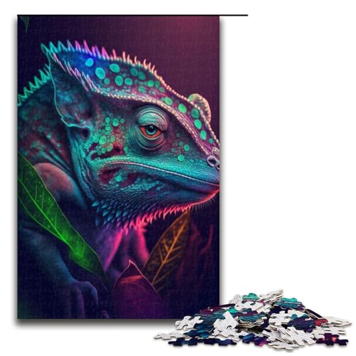 Puzzle für Erwachsene, 1000 Teile, Neon-Chamäleon-Puzzle, jedes Teil ist einzigartig – anspruchsvolles, unterhaltsames Familienspiel, 1000 Teile von ouynngjing