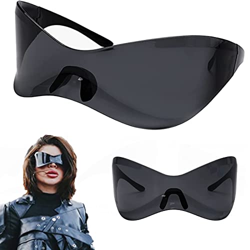 owlfun Futuristische Sonnenbrille，Schnelle Brille Rave，Futuristische Brille ， Space Brille Alien Brille Set Fun Glasses Rollenspiel Halloween Brillen Set (Black) von owlfun