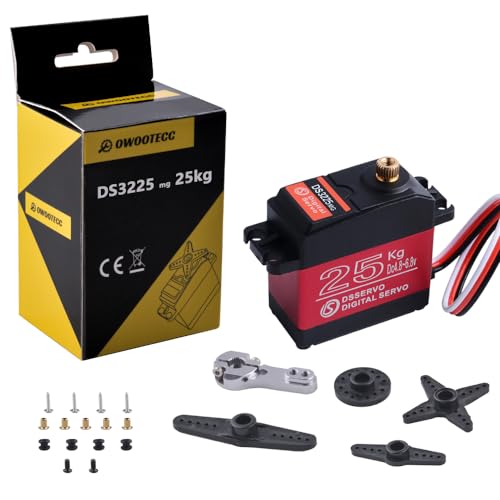 owootecc 25 kg Servomotor, hohes Drehmoment, digitales Servo DS3225, wasserdichtes Metallservo für R/C-Car-Roboter, Steuerwinkel 270 ° (25 kg Servo, 2 Stück) von owootecc