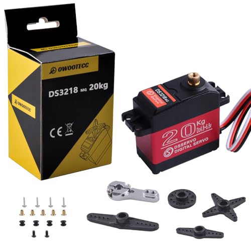 owootecc 20 kg Servomotor, hohes Drehmoment, digitales Servo DS3218, wasserdichtes Metall-Servo im Maßstab 1:10 für R/C-Autoroboter, Steuerwinkel 270 ° (20 kg Servo) von owootecc