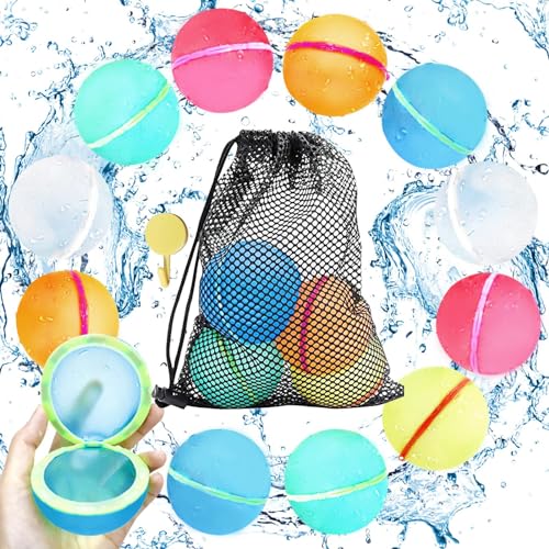 12 Stück Wasserbomben Wiederverwendbar, Wasserbomben Set Splash Bälle, Geeignet für Kinder Erwachsene Sommer Outdoor Wasser Spiel Hof Schwimmbad Strand Party von oyeftp