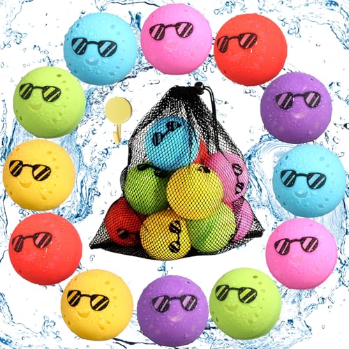 12Pcs Wiederverwendbare Wasserbomben, Wasserballons Set Splash Bälle, Geeignet für Kinder Erwachsene Sommer Outdoor Wasser Spiel Hof Schwimmbad Strand Party von oyeftp