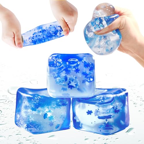 oyeftp Stressbälle Squeeze Cube - Antistressbälle für Kinder Erwachsene, Squeeze Spielzeug Squishies Ball, Anti Stress Spielzeug Bälle, Ice Cube Fidget Toy 3 Pack von oyeftp