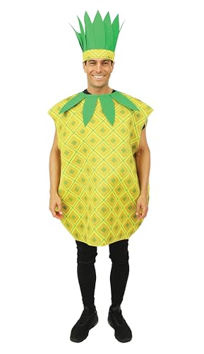 Kostüm Obst und Gemüse – Kostüm Karotte, Banane, Erdbeere, Erbsen, Ananas – Erwachsene, Uni – perfekt für Karneval, Kostümpartys und Themenveranstaltungen – Polyester – Einheitsgröße (Ananas) von p'tit clown