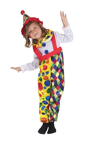 P' CLOWN - Clown-Kostüm für Kinder – Overall, Hut – Zirkus-Kostüm – Uni – Mädchen, Jungen – perfekt für Karneval, Cosplay, Kostümpartys und Themenveranstaltungen – Mehrfarbig (3-4 Jahre) von p'tit clown