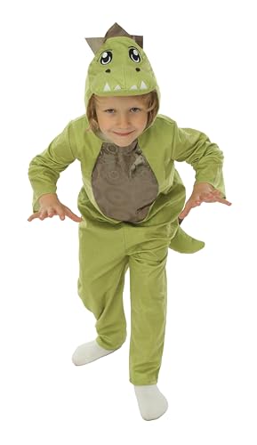 P' CLOWN - Dinosaurierkostüm für Kinder – Uni – süßer und lustiger Overall – für Karneval, Kostümpartys, Shows, Geburtstage, Halloween – Polyester – Grün (5-6 Jahre) von p'tit clown