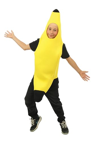 P' CLOWN - Obst- und Gemüse-Kostüm – Karottenkostüm für Kinder – Bananenkostüm – Uni – perfekt für Karneval, Halloween, Cosplay, Geburtstage – Polyester – Einheitsgröße (Banane) von p'tit clown