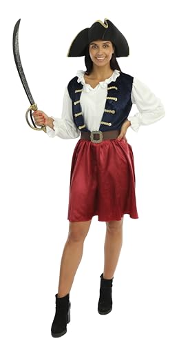 P' CLOWN - Piratenkostüm – perfekt für Karneval, Themenpartys, Kostümpartys, Halloween, Cosplay, Manga – Blau (Damen, S-M) von p'tit clown