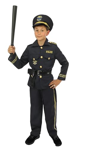 P' CLOWN - Polizisten-Kostüm für Kinder – Uni – Jungen, Mädchen – perfektes Kostüm für Karneval, Geburtstag, Halloween, Kostümpartys und Themenveranstaltungen, Cosplay-Outfit – Schwarz (3-4 von p'tit clown