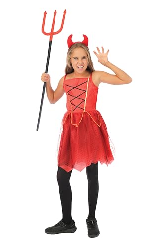 P' CLOWN - Teufelskostüm für Mädchen – Kleid, Haarreif – Kostüm für Kinder, Halloween, Cosplay, Kostümpartys (10-12 Jahre) von p'tit clown