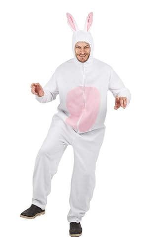 P'TIT CLOWN - 21125 - Hasenkostüm - Erwachsenenkostüm - Unisex - Perfekt für Karneval, EVG, EVJF, Ostern, Halloween und andere Kostümpartys - Einfach anzuziehen - bequem - S/M - Weiß von p'tit clown