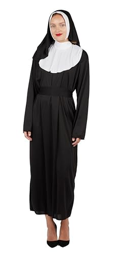 P'TIT CLOWN - 21143 - Kostüm der guten Schwester, Religiös, Nonne - Nun Suit - komplettes Kostüm - für Karneval, Themenpartys, Kostümpartys, Halloween - Erwachsene - Kleid, Kopfschmuck - Schwarz, Weiß von p'tit clown