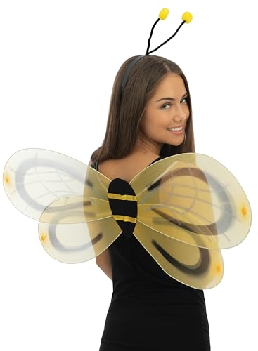 P'TIT CLOWN - 51470 - Bienen Set, Bee Set - Kostüm, Verkleidung Erwachsene - Gelb und Schwarz, 90 x 45 cm - Haarreif, Flügel - Für Karneval, Mottopartys, Halloween, Cosplay - Erwachsene - Unisex P'TIT CLOWN - 51470 - Bienen Set, Bee Set - Kostüm, Verkleidung Erwachsene - Gelb und Schwarz, 90 x 45 cm - Haarreif, Flügel - Für Karneval, Mottopartys, Halloween, Cosplay - Erwachsene - Unisex von p'tit clown