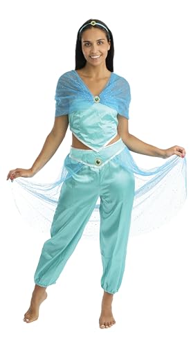 P'TIT CLOWN - 66502 - Damenkostüm Orientalische Prinzessin - Kostüm für Erwachsene - Perfekt für Karneval, Kostümpartys und Themenveranstaltungen - Polyester - Blau - Größe S/M von p'tit clown