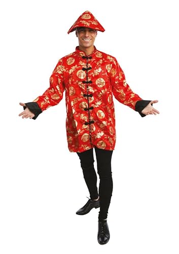 P'tit Clown - Chinesisches Neujahrskostüm - Kostüm für Erwachsene - Perfekt für Kostümpartys und Themenveranstaltungen - Polyester - Rot (L-XL) von p'tit clown