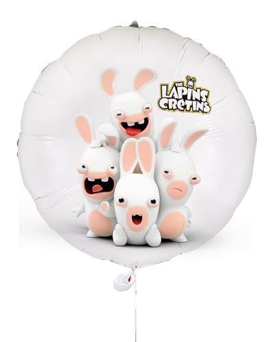 Raving Rabbids-Luftballon Kindergeburtstag-Deko weiss-rosa 40 cm - Grau, Weiss von p'tit clown
